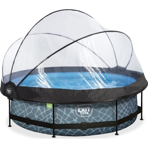 EXIT Stone pool ø300x76cm with dome and filter pump - grey