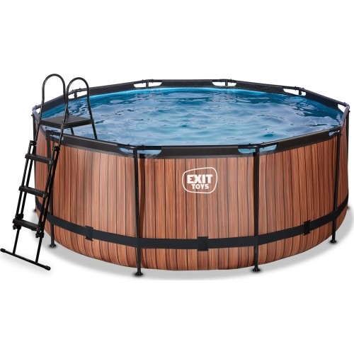 EXIT Wood pool ø360x122cm with filter pump - brown