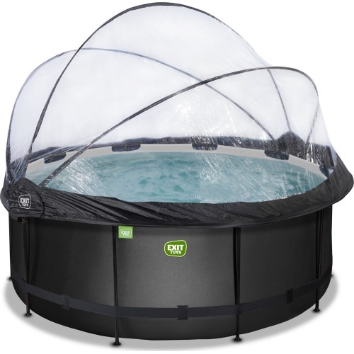 EXIT Black Leather pool ø360x122cm with sand filter pump and dome - black