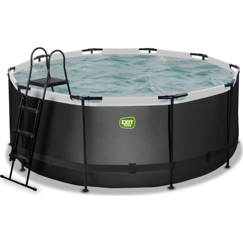 EXIT Black Leather pool ø360x122cm with filter pump - black