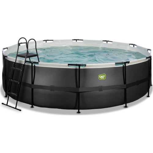 EXIT Black Leather pool ø488x122cm with filter pump - black