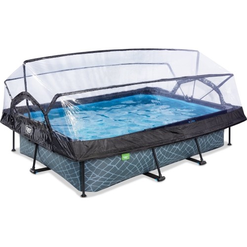 EXIT Stone pool 300x200x65cm with dome and filter pump - grey