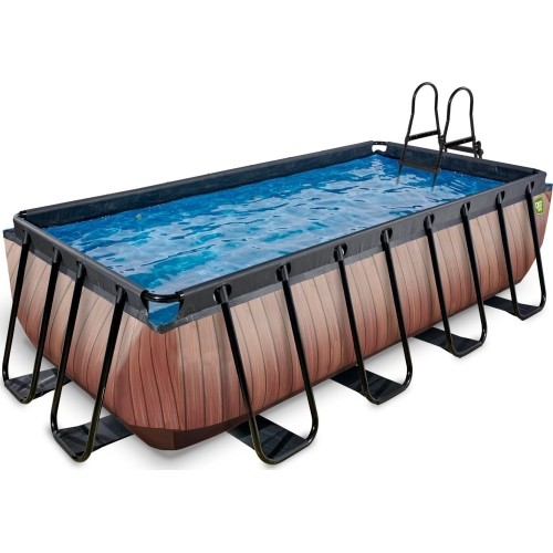 EXIT Wood pool 400x200x100cm with filter pump - brown