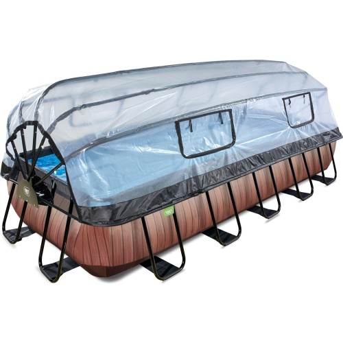 EXIT Wood pool 540x250 cm with dome and sand filter pump - brown Framed pool Rectangular 12600 L