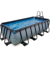 EXIT Stone pool 400x200 cm with sand filter pump - grey Framed pool Rectangular 7020 L