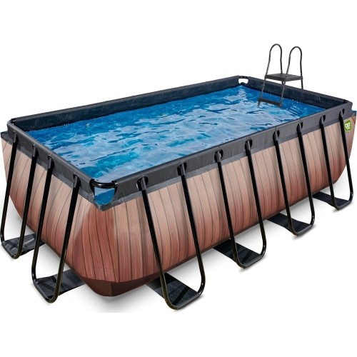 EXIT Wood pool 400x200x122cm with filter pump - brown