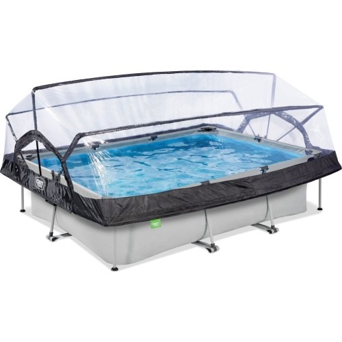 EXIT Soft Grey pool 300x200x65cm with filter pump and dome - grey