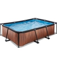 EXIT Wood pool 220x150x65cm with filter pump - brown