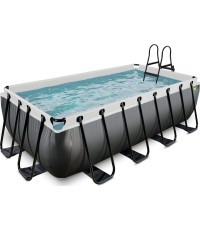 EXIT Black Leather pool 400x200x100cm with sand filter pump - black