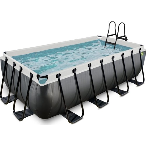 EXIT Black Leather pool 400x200x100cm with filter pump - black