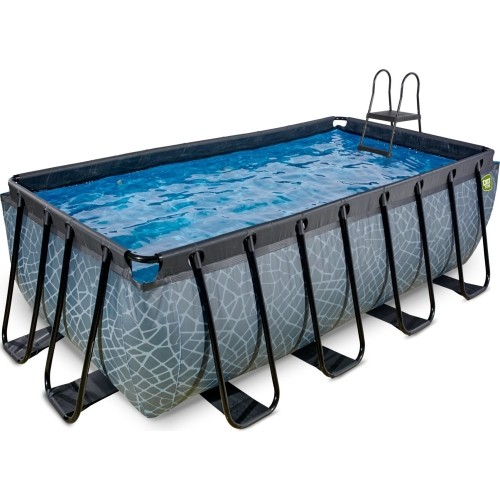 EXIT Stone pool 400x200x122cm with sand filter pump - grey