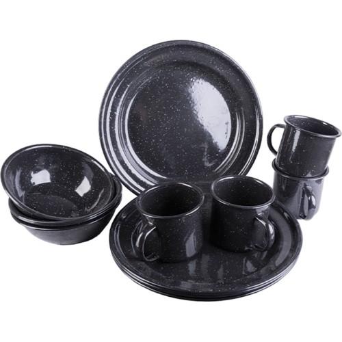 BLACK WESTERN 12-PCS DISHES ENAMELLED