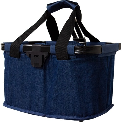 Material bike handlebar bag with quick release connector (blue)