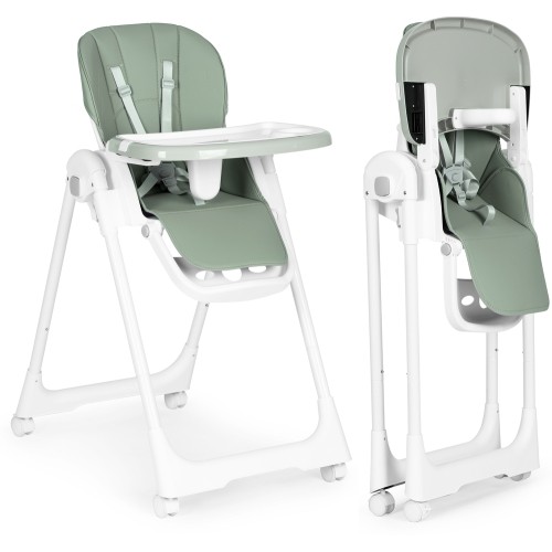 Feeding chair height adjustment eco leather straps double tray