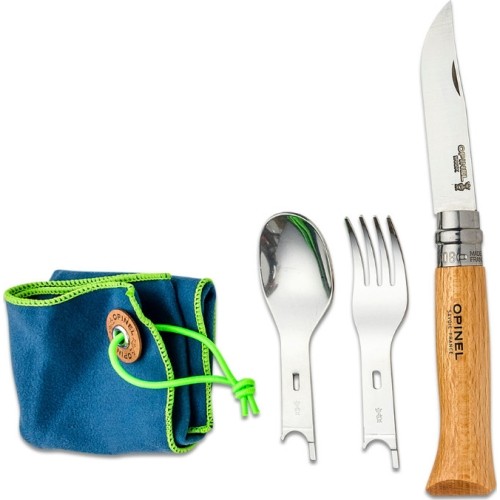 Knife with spoon and fork attachments Opinel Picnic Plus Complete set with N08 knife