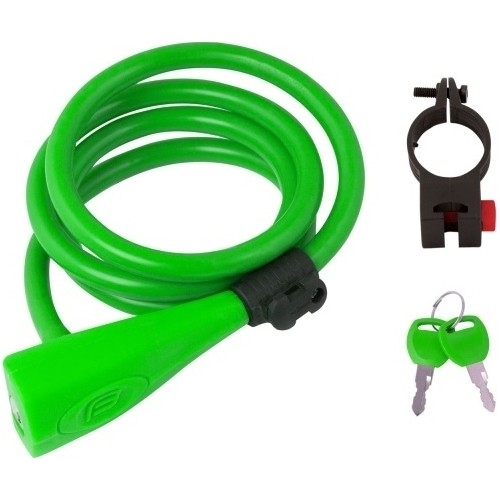 Bicycle Lock With Holder FORCE, 120cm/10mm, Green