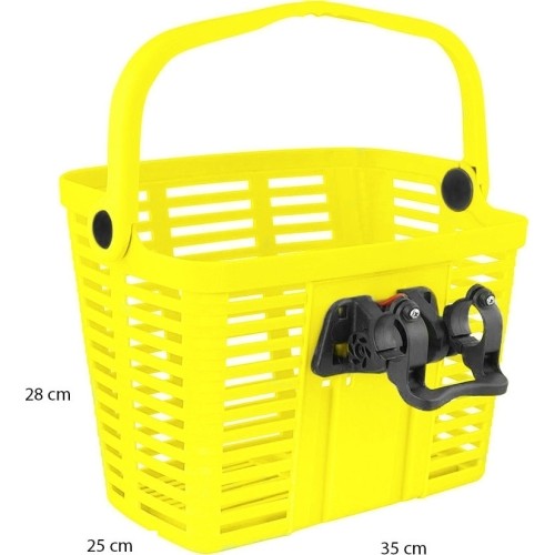 Koszyk rowerowy Force, z systemem Klick Fix, 25,4-31,8 mm, przód, żółty