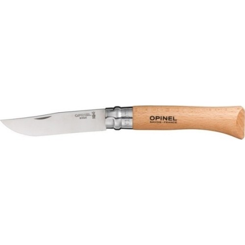 Nóż Opinel 10, stal nierdzewna Inox, drewno bukowe