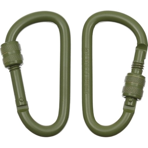 Carabiner D MFH Screw Lock - Green, 8mmx8cm