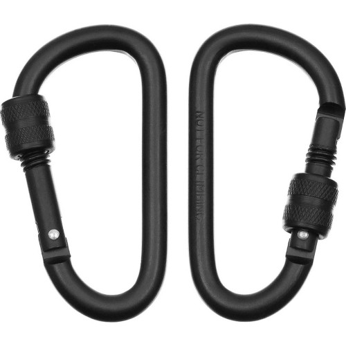 Carabiner D MFH Screw Lock - Black, 8mmx8cm