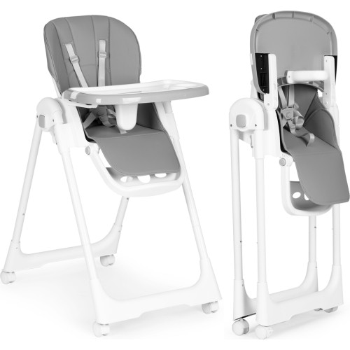 Feeding chair height adjustment eco leather straps double tray