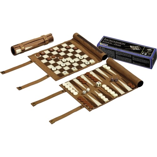 Zestaw do gry w backgammon, warcaby i szachy Philos Roll 3-1 23,5x21cm