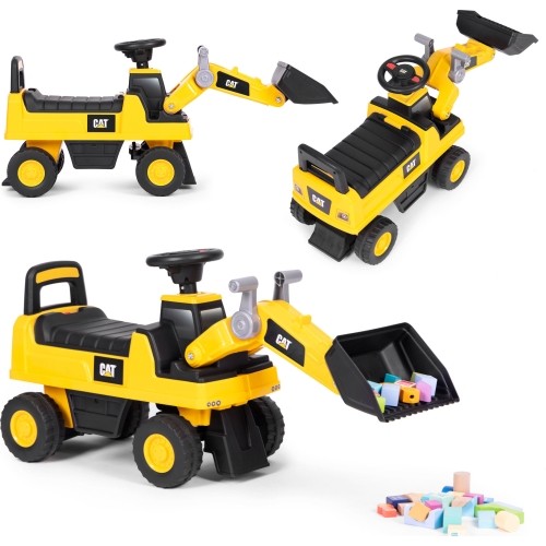 Rider excavator loader Cat interactive steering wheel sounds for kids yellow