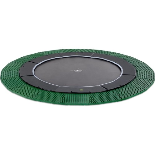 EXIT Dynamic ground level trampoline ø366cm with Freezone safety tiles - black