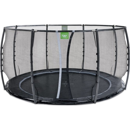 EXIT Dynamic ground level trampoline ø427cm with safety net - black