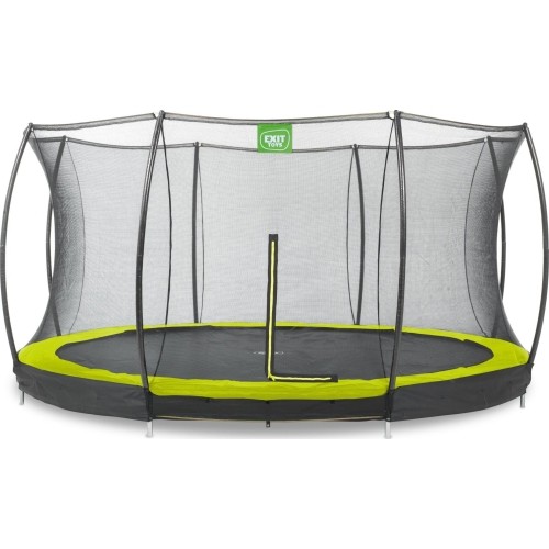 EXIT Silhouette ground trampoline ø427cm with safety net - green Outdoor Round Coil spring Sunken trampoline