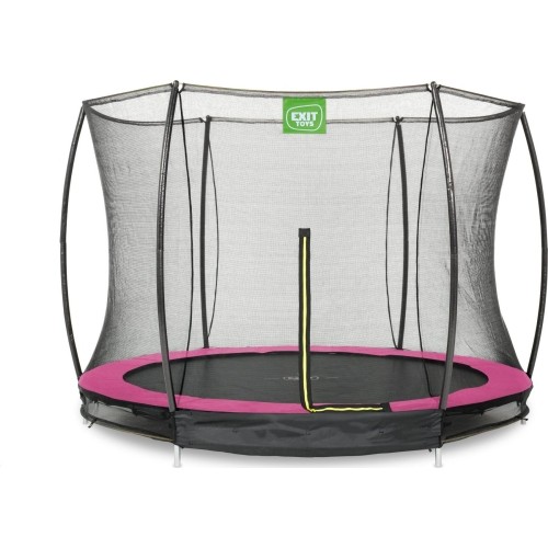 EXIT Silhouette ground trampoline ø244cm with safety net - pink Outdoor Round Coil spring Sunken trampoline