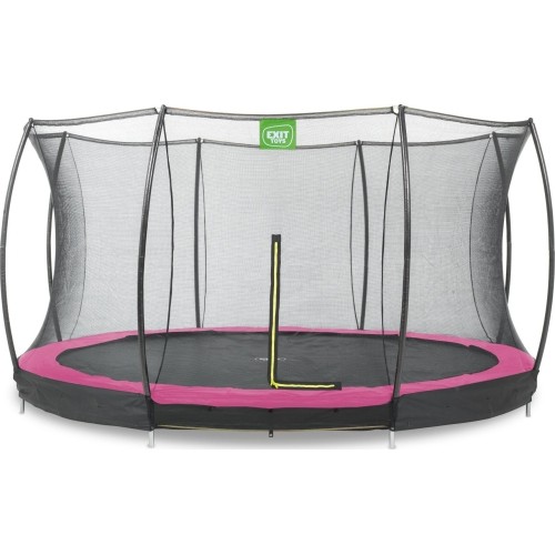 EXIT Silhouette ground trampoline ø366cm with safety net - pink Outdoor Round Coil spring Sunken trampoline