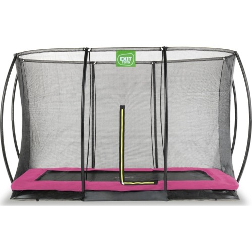 EXIT Silhouette ground trampoline 244x366cm with safety net - pink Outdoor Rectangular Coil spring Sunken trampoline