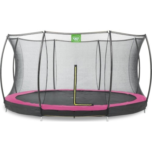 EXIT Silhouette ground trampoline ø427cm with safety net - pink Outdoor Round Coil spring Sunken trampoline