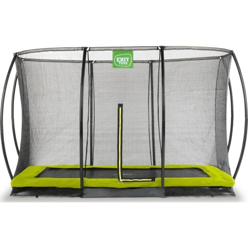 EXIT Silhouette ground trampoline 214x305cm with safety net - green Outdoor Rectangular Coil spring Sunken trampoline