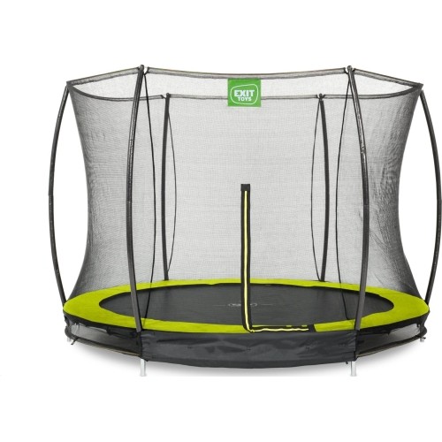 EXIT Silhouette ground trampoline ø305cm with safety net - green Outdoor Round Coil spring Sunken trampoline