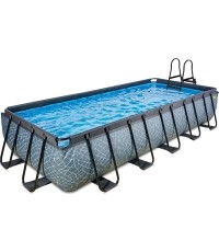 EXIT Stone pool 540x250 cm with sand filter pump - grey Framed pool Rectangular 12600 L