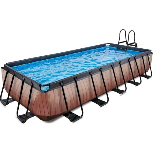 EXIT Wood pool 540x250 cm with sand filter pump - brown Framed pool Rectangular 12600 L