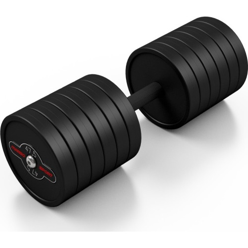 Rubber-coated dumbbell Marbo - 47,5 kg, black