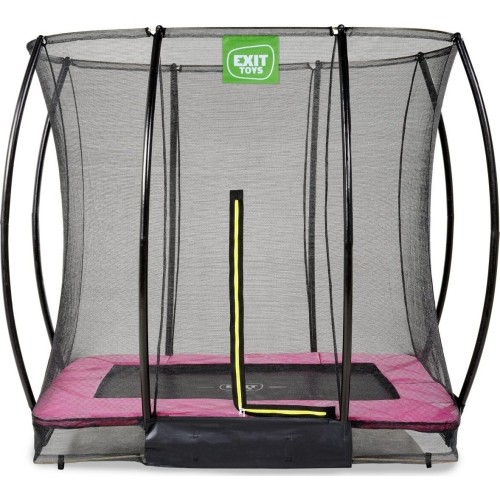 EXIT Silhouette trampolina ziemna 153x214cm z siatką zabezpieczającą - różowa