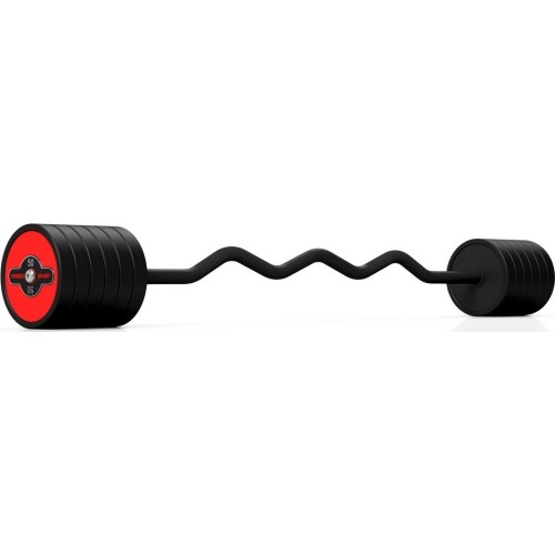 Fixed Weight Rubber Curled Barbell Marbo Sport, 50kg, Red