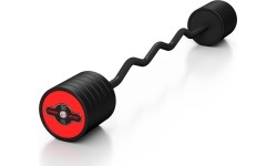 Fixed Weight Rubber Curled Barbell Marbo Sport, 50kg, Red