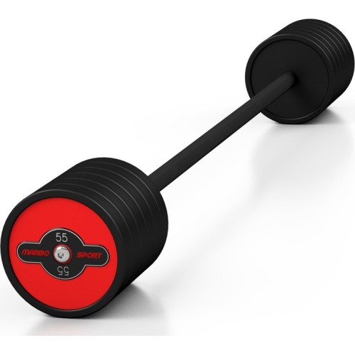 Fixed Weight Rubber Barbell Marbo Sport, 55kg, Red