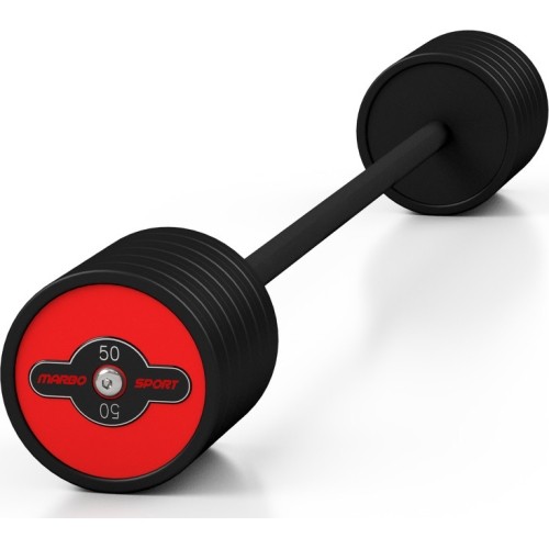 Fixed Weight Rubber Barbell Marbo Sport, 50kg, Red