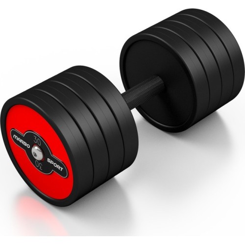 Rubberised Dumbbell Marbo, 30kg, Red