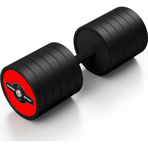 Rubber Coated Dumbbell Marbo Sport, Red, 45 kg