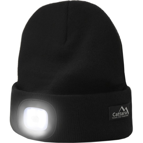 Cap BLACK with LED flashlight USB charging