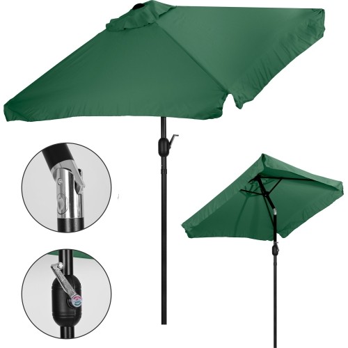 Rectangular large slanted garden umbrella broken with crank green 200 x 140 cm