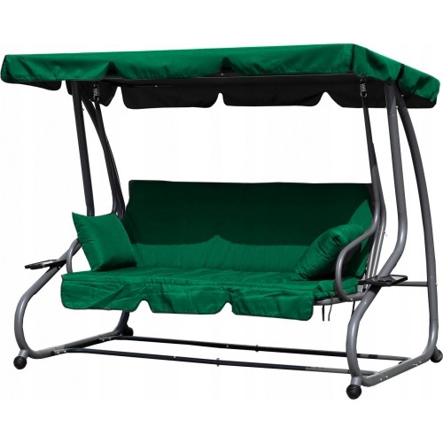 Folding garden swing 2in1 cushions green