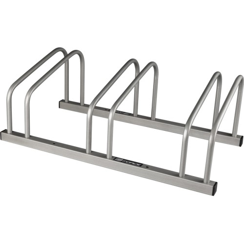 Bicycle ground rack for 3 bicycles, steel (silver)